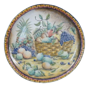 Late 20th Century Mayolica Santa Rosa Mexican Fruit Still Life Stoneware Charger Plate Plaque