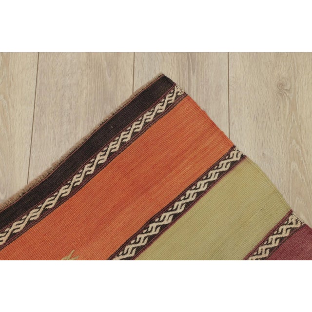 1970s Farmhouse Orange Striped Kilim For Sale - Image 10 of 13