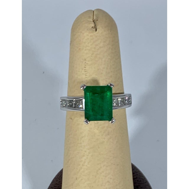 3.5 Carat Emerald Cut Emerald and 0.5 Carat Diamond Ring 14 Karat White Gold For Sale - Image 18 of 18
