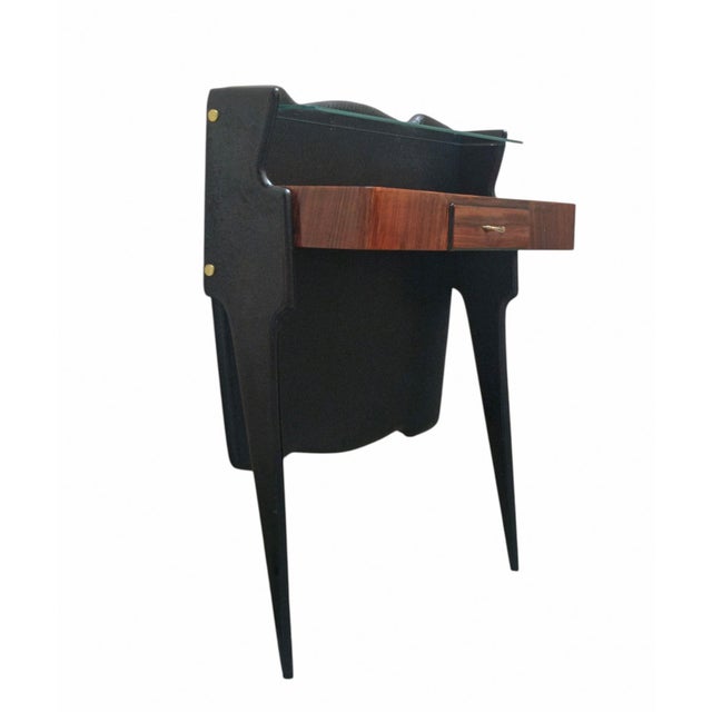 Wooden Wall Console Table with Glass Shelf and Drawer from Paolo Buffa, Italy, 1950s For Sale - Image 9 of 9