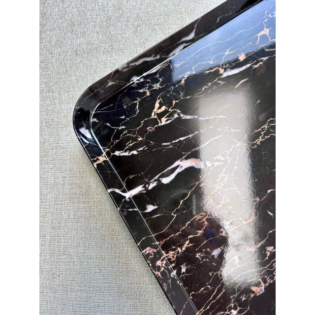 Plastic Vintage Faux Black Marble Serving Trays by Design Imports Made in Italy—Set of 4 For Sale - Image 7 of 11