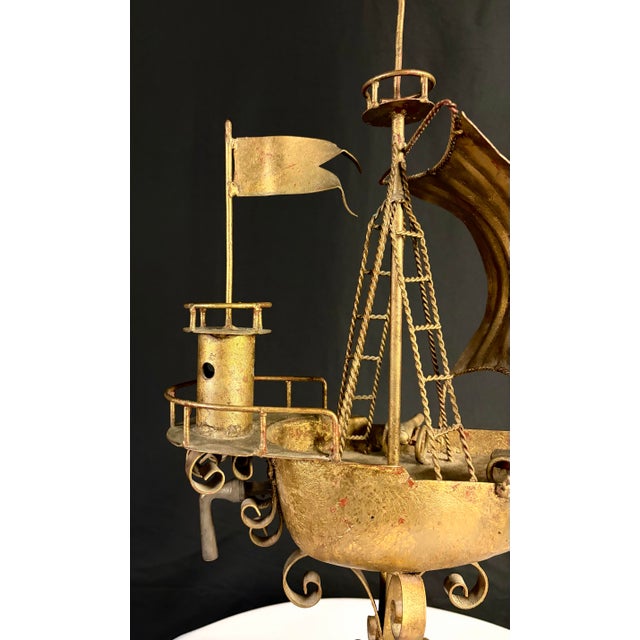 Monumental Brutalist Gilt Metal Ship Sculpture – Mid-Century Maritime Art For Sale In Greensboro - Image 6 of 8