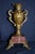 Rococo Antique French Rococo Metal Urn Vase Marble Base Mantle Garniture 19th C For Sale - Image 3 of 17