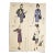 Set of 4-1940s Mid-Century French Fashion Croquis For Sale