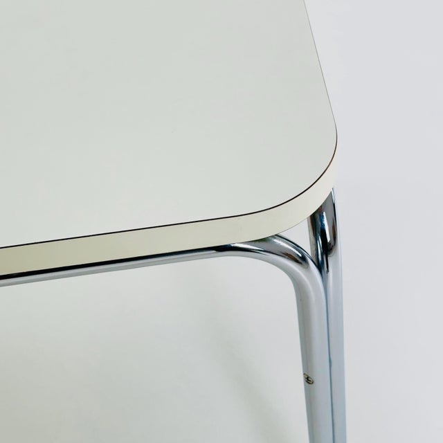 Gold Mid-Century Bauhahus Square White ´Dining Table from Thonet, Germany, 1980s For Sale - Image 8 of 15