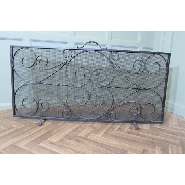 Long Wrought Iron Fire Screen, 1960 For Sale - Image 4 of 8