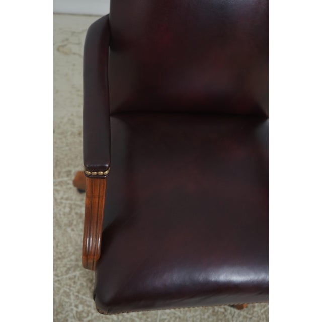Ethan Allen Burgundy Leather Desk Chair For Sale In Philadelphia - Image 6 of 18