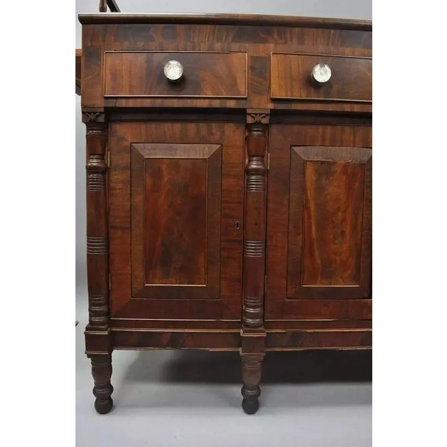 Antique 19th C. American Empire Crotch Flame Mahogany Sideboard Buffet For Sale - Image 4 of 11