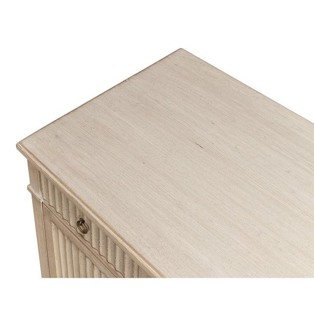 Reeded Pine Pedestal Desk in Stone Grey For Sale - Image 10 of 11