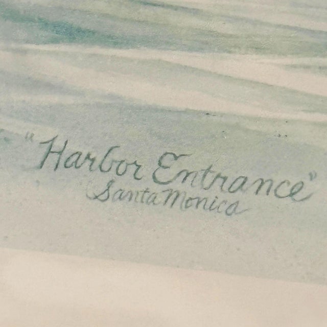 Paper 1983 "Harbor Entrance Santa Monica" Print by Tom Brittain Signed 32/950, Framed For Sale - Image 7 of 10