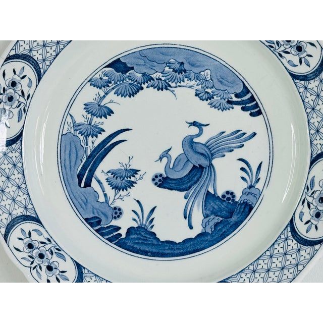 Vintage 1930s English Ironstone 12” Round Charger Serving Plate With Exotic Birds. Beautiful blue and white designed...