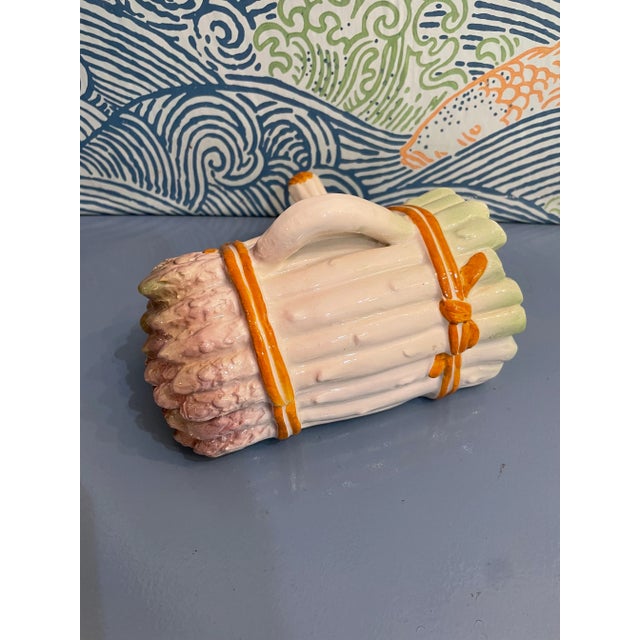 Asparagus 1976 Italian Majolica Asparagus Sauce Tureen For Sale - Image 8 of 8