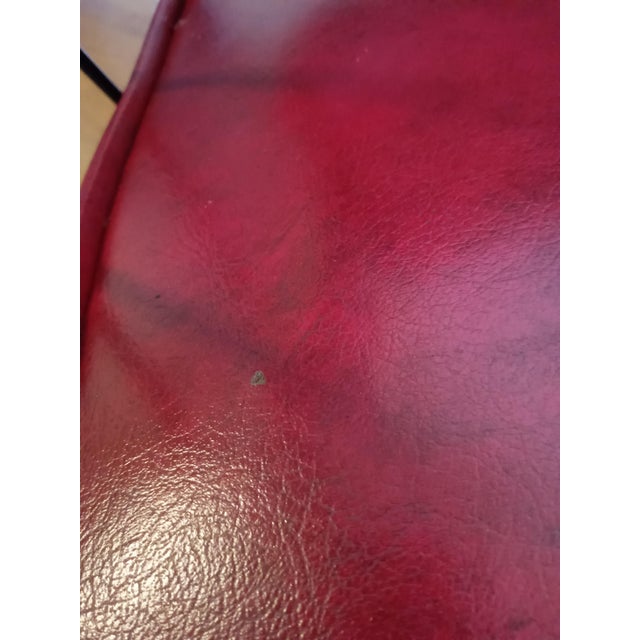 Red Vintage Viking Artline Style Red Vinyl & Black Metal Frame Chair Hair Pin Legs For Sale - Image 8 of 9