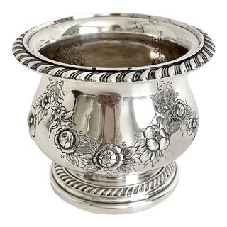 English Hand-Chaised Silver Bowl Vase For Sale