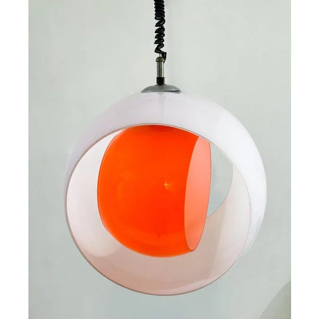 Mid-Century Eclisse Pendant Light in White and Orange Murano Glass, 1960s For Sale - Image 6 of 13