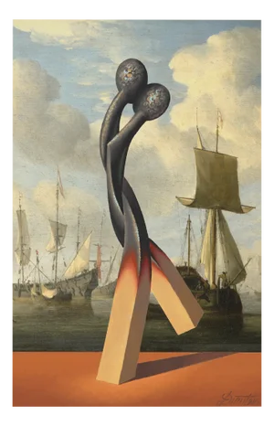 Juris Dimiters, Meeting of Pilgrims, 2016, Oil Painting & Digital Print