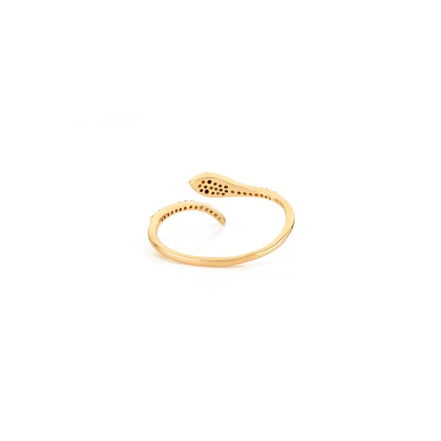 Metal White and Black Diamond Snake Ring for Women in 14k Gold Size 6 For Sale - Image 7 of 11