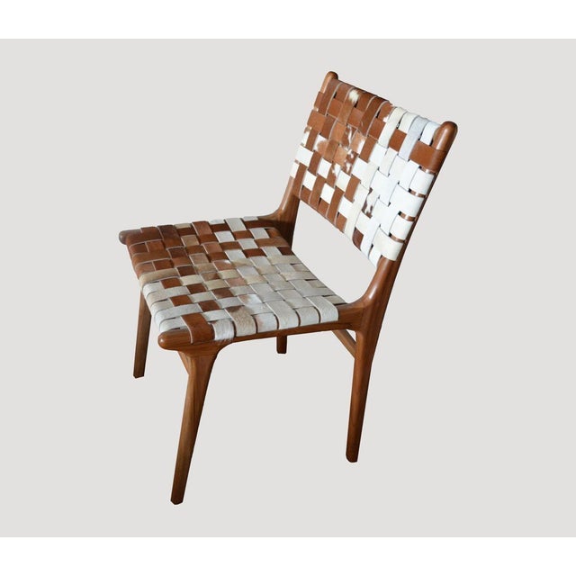 2010s Andrianna Shamaris Premium Double-Backed Teak Wood Cowhide Chair For Sale - Image 5 of 5