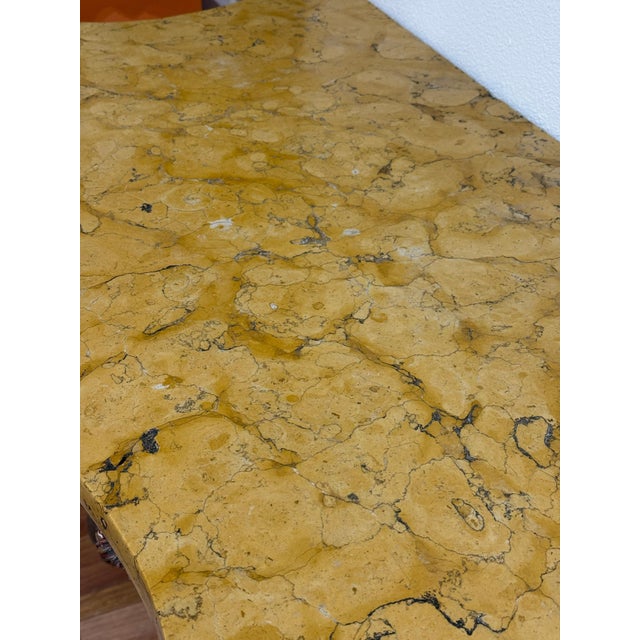 Italian Baroque Carved Wood Console Siena Marble Top Encrusted Nautilus Fossils For Sale - Image 10 of 12