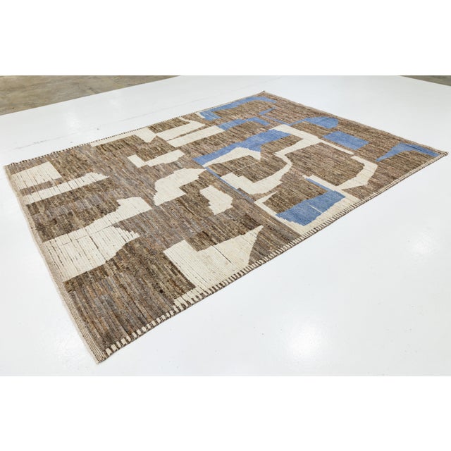 Moroccan Modern Moroccan Style Wool Rug With Abstract Earth-Tone Geometry For Sale - Image 3 of 11