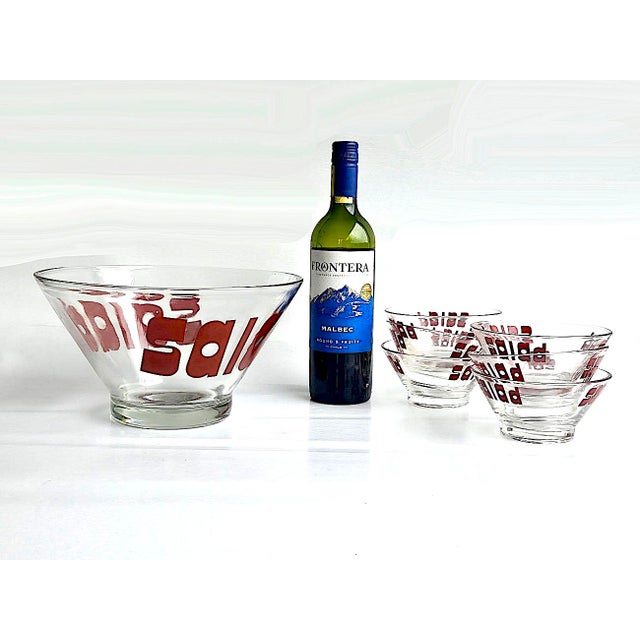 Mid-Century Modern Mid 20th Century Wheaton Glass Graphic Salad Bowls Set, 7 Pieces For Sale - Image 3 of 11