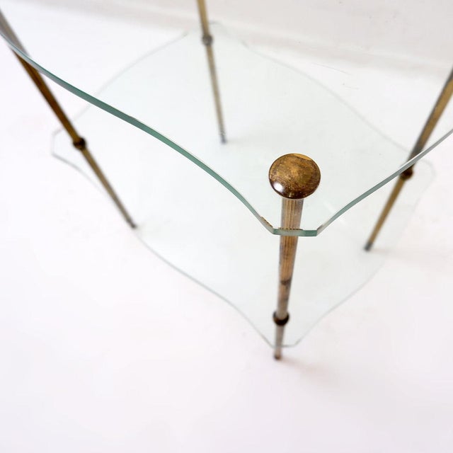 Brass Side Table with Double Glass Top in the style of Maison Jansen, 1940 For Sale - Image 9 of 16