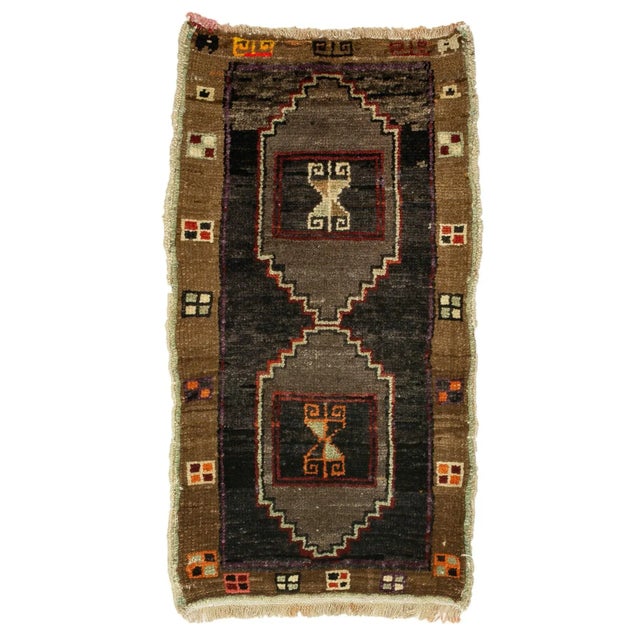 Gray & Brown Mini Rug For Sale - Image 4 of 4