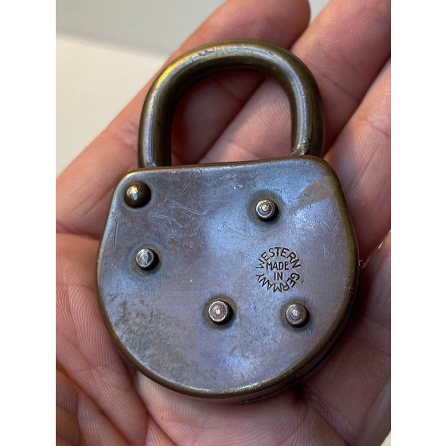 1940s German Tri-Lock Padlock in Brass, 1940s For Sale - Image 5 of 9