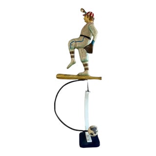 Vintage Folk Art Balancing Baseball Player Kinetic Sculpture For Sale