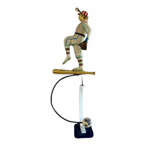 Vintage Folk Art Balancing Baseball Player Kinetic Sculpture