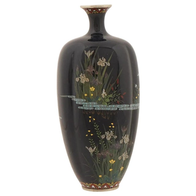 Late 19th Century Japanese Cloisonne Enamel Silver Wire Vase Attributed to Hayashi Kodenji For Sale - Image 5 of 7
