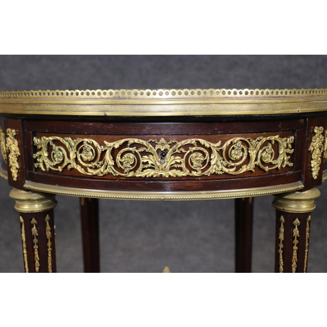 19th C French Louis XVI Style Ormolu Mounted Marble Top End Table For Sale - Image 12 of 15