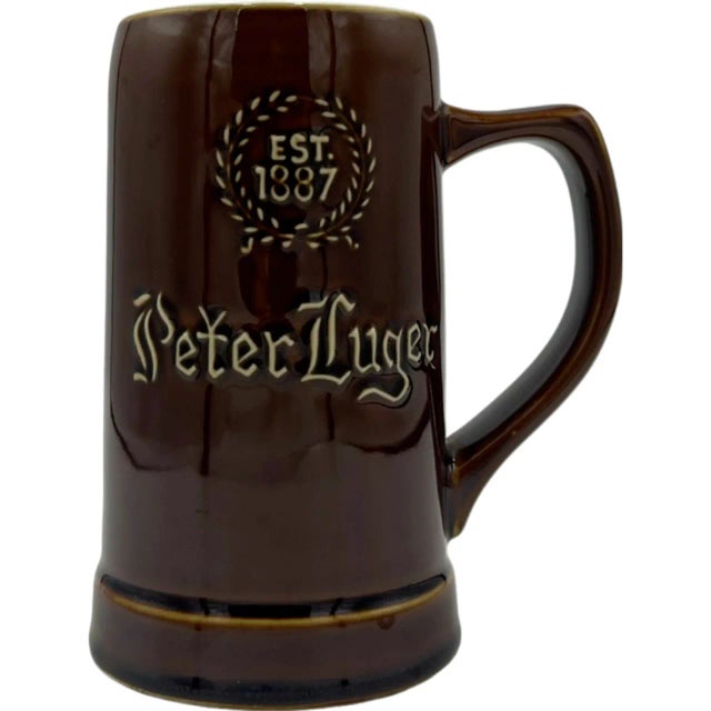 Ceramic Vintage Peter Luger Steakhouse Nyc Restaurant Brown Ceramic Stein Mug For Sale - Image 7 of 13