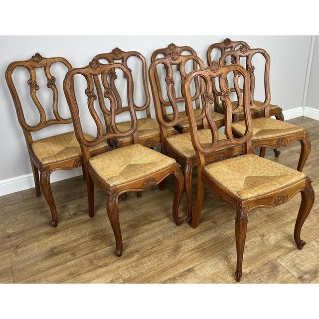 Add timeless French character to your dining room with this beautiful Vintage French Louis set of 8 dining chairs ....