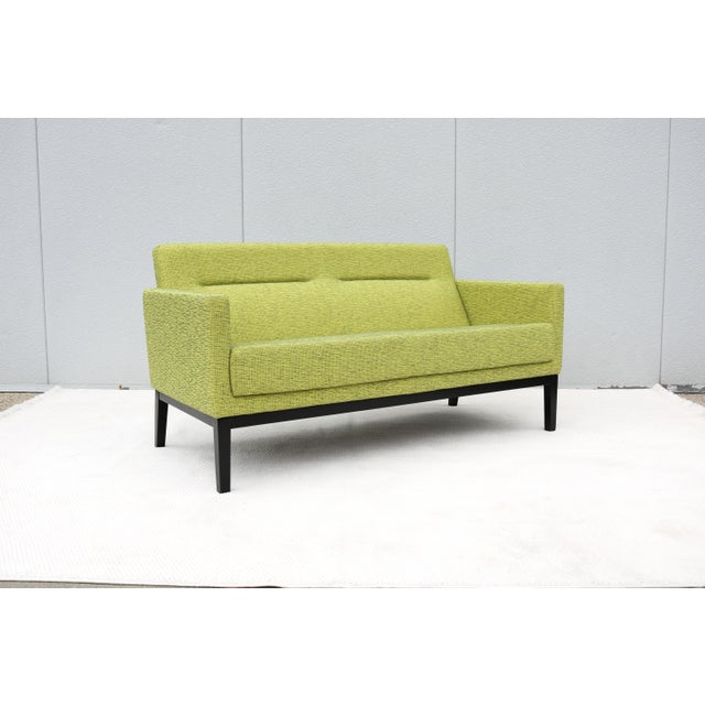 Wood Mid-Century Style Passerelle Upholstered 2-Seat Lounge Sofas by Coalesse, a Pair For Sale - Image 7 of 18
