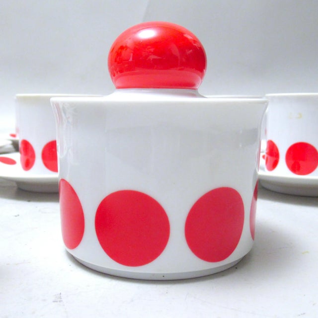 Red Polka Dot Coffee Service, 1970s, Set of 27 For Sale - Image 6 of 12