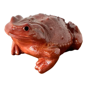 Vintage Boho Monumental Glazed Ceramic Frog