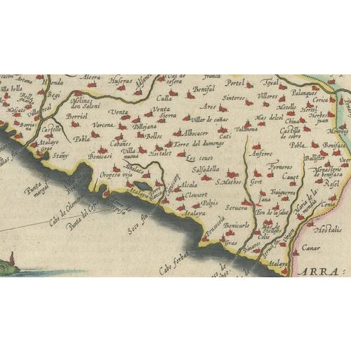 Blaeu Map of Valencia Valentia Regnum, 1642 For Sale - Image 11 of 15