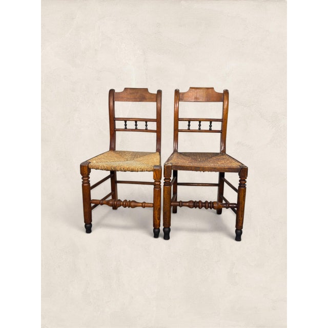 Antique English Oak Pair of Occasional Chairs C 1900 For Sale - Image 10 of 10