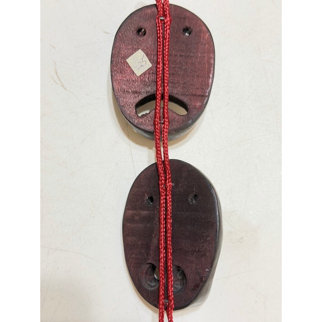 Brown Vintage Korean Carved Wood Hahoe Mask Wall Hanging, Set of Five For Sale - Image 8 of 10