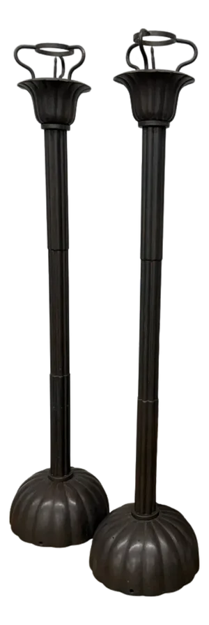 Tall Metal Candle Holders with Petal Base Design - A Pair
