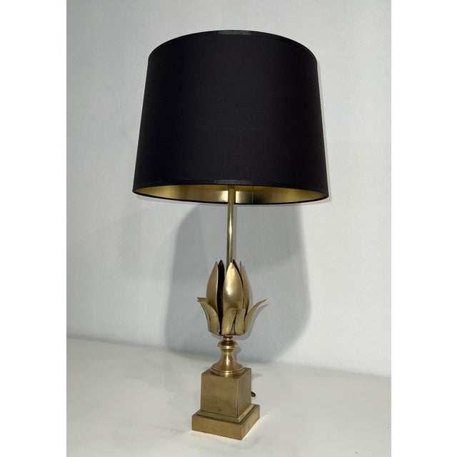 Brass 1970s Flower brass table lamp in the style of Maison Charles For Sale - Image 8 of 8