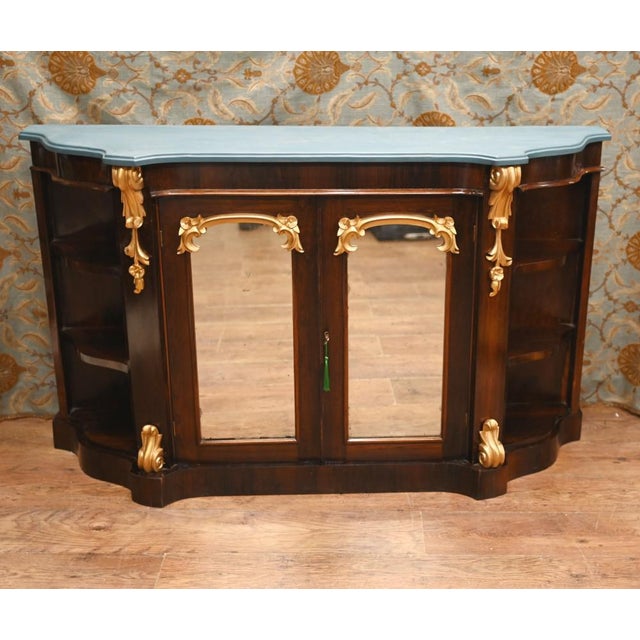 Blue Victorian Mahogany Chiffonier Side Cabinet in Mirrored Gilt For Sale - Image 8 of 8