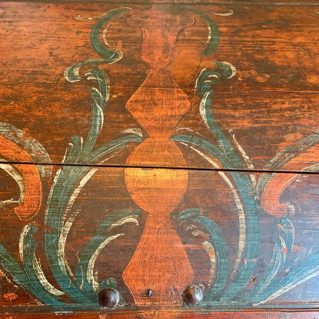 Late 18th Century Colorful Swedish Painted Dowry Chest/Blanket Chest, 18th Century For Sale - Image 5 of 12
