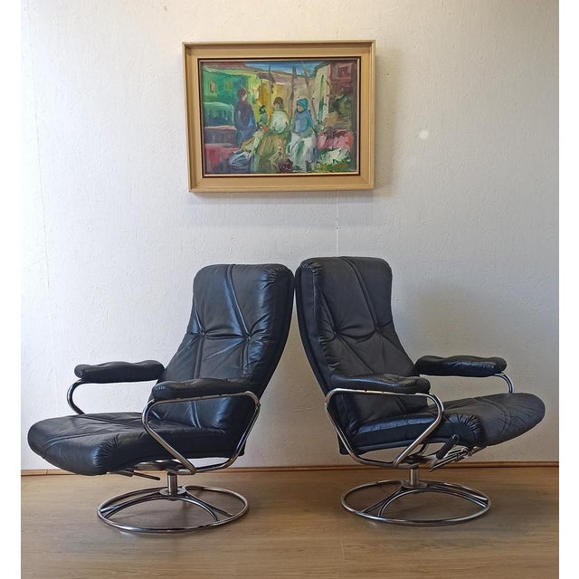 Scandinavian Leather Armchair, 1970s For Sale - Image 12 of 18