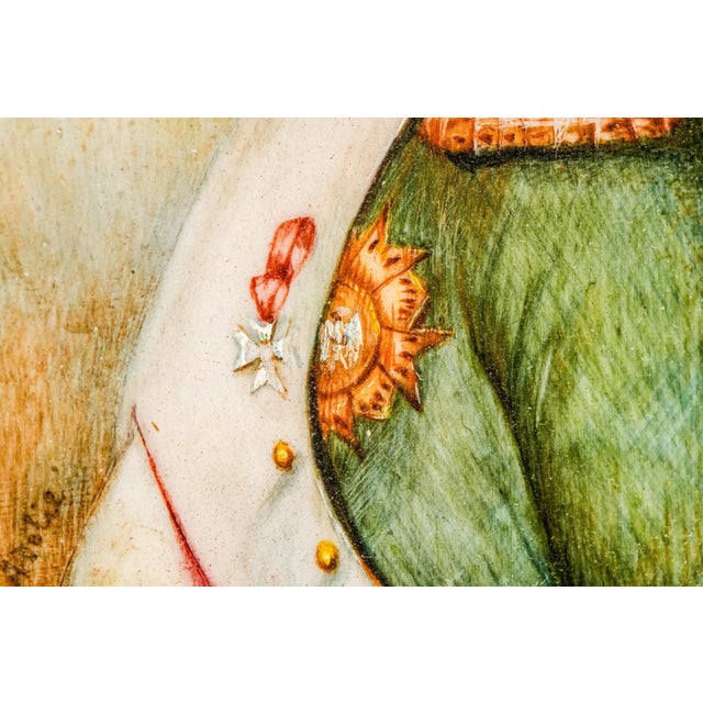 Metal Ornate French Empire Style Antique Metal Frame Napoleon Portrait Miniature Painting Home Decor For Sale - Image 7 of 17