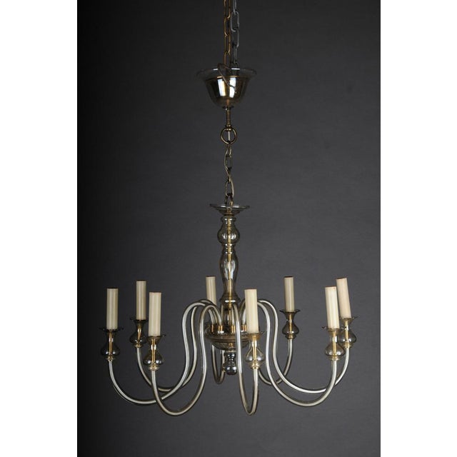 20th Century Glazed Italian chandelier Impressive modern chandelier with 8 light arms. Entire body made of smoked glass....