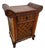 1960s Asian Mid Century Nightstand Cabinet With Drawer Wicker and Bamboo Curved Top For Sale
