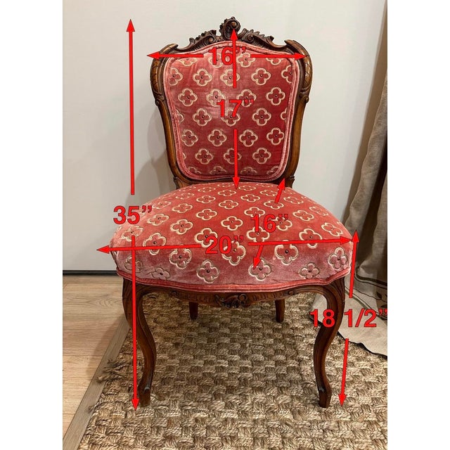 Antique French Louis XV Carved Chair in Coral Silk Velvet For Sale - Image 9 of 9