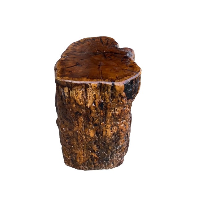 This is a handmade wood stool/stand table from a natural jojoba tree stem. A variation on wood pattern and patina....